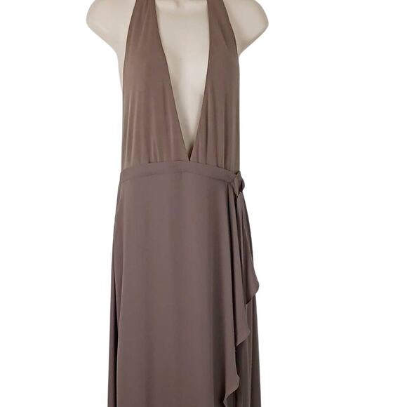 BCBGMaxazria SZ 8 Angeline Halter Evening Formal Dress Spanish Moss NWOT - Picture 3 of 7